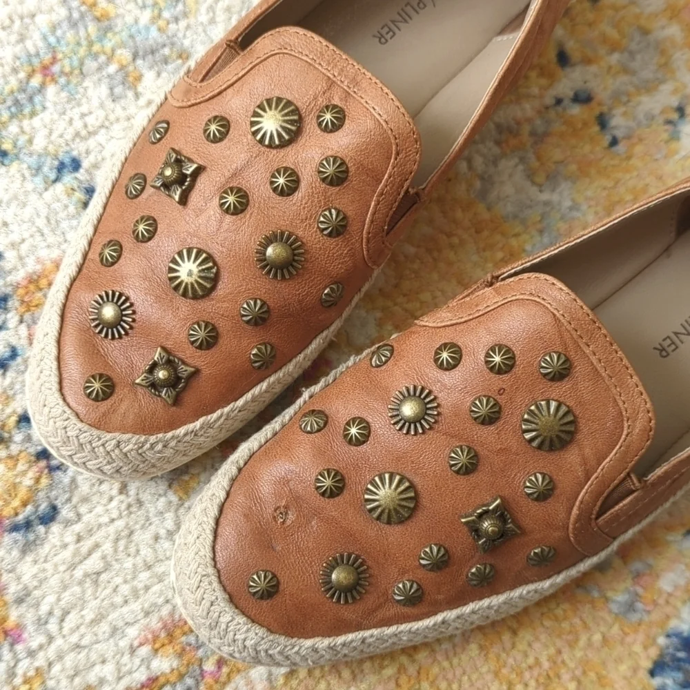 Donald J. Pliner Pamela Embellished Leather Espadrille Slip-On Sneakers 6.5